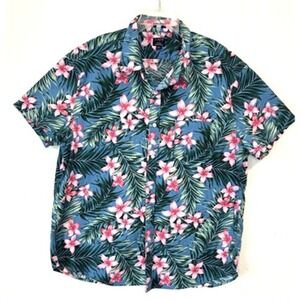 J. Crew Flex Washed Hawaiian Shirt XXL Slim Fit Tropical Floral Magnum PI 80's